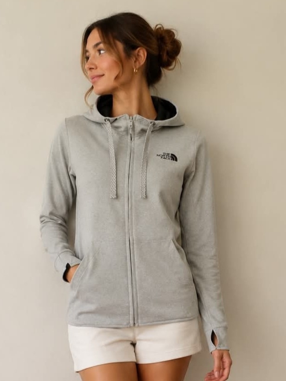 The North Face Grey Women's Full-Zip Hooded Sweatshirt